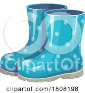 Poster, Art Print Of Blue Polka Dot Rubber Boots