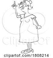 Poster, Art Print Of Cartoon Black And White Angry Lady Holding Up A Finger And Talking