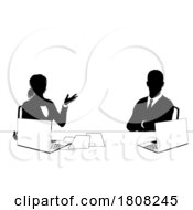 News Anchors Business People At Desk Silhouette by AtStockIllustration