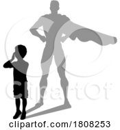 Superhero Child Kid With Super Hero Shadow by AtStockIllustration