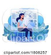 Poster, Art Print Of Finance Analysis Woman Remote Working Cartoon