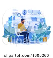 Poster, Art Print Of Man Laptop Recruitment Job Search Online Cartoon