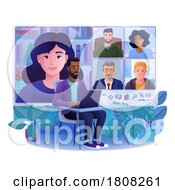 Poster, Art Print Of Man Online Video Call Team Meeting Laptop Cartoon