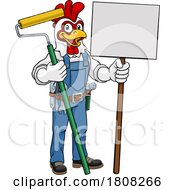 Poster, Art Print Of Chicken Painter Decorator Paint Roller Mascot