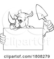 Bricklayer Rhino Trowel Tool Handyman Mascot