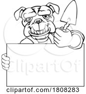 Poster, Art Print Of Bricklayer Bulldog Dog Trowel Tool Handyman Mascot