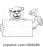 Poster, Art Print Of Plumber Panther Plunger Cartoon Plumbing Mascot