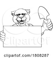 Poster, Art Print Of Gardener Panther Cartoon Tool Handyman Mascot