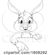 01/15/2024 - Easter Bunny Rabbit Cartoon Character Peeking Sign