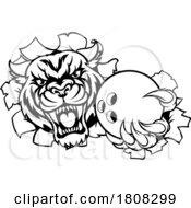 Tiger Cat Animal Sports Bowling Ball Mascot