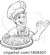 Chef Pizza Cook Man Cartoon Character by AtStockIllustration