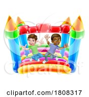 Bouncy House Castle Jumping Boys Kids Cartoon by AtStockIllustration
