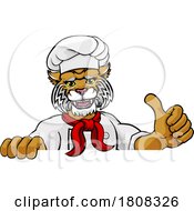 Wildcat Chef Mascot Sign Cartoon Character by AtStockIllustration