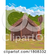 Poster, Art Print Of Maori Hut In The Living Maori Village Whakarewarewa New Zealand Wpa Poster Art