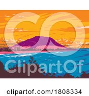 01/16/2024 - Surf Beach At Dusk Mount Maunganui Bay Of Plenty New Zealand WPA Poster Art