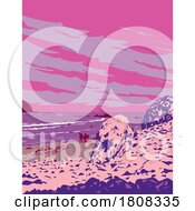 01/16/2024 - Surf Beach In Mount Maunganui Bay Of Plenty New Zealand WPA Poster Art