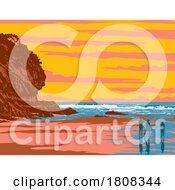 01/16/2024 - Lion Rock On Piha Beach In Auckland New Zealand WPA Poster Art