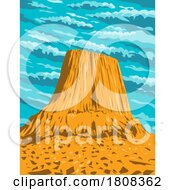 Devils Tower In Bear Lodge Ranger District Wyoming WPA Poster Art