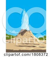 Poster, Art Print Of Castle Geyser In Upper Geyser Basin Of Yellowstone National Park Wyoming Wpa Poster Art