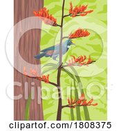Poster, Art Print Of Chatham Island Tui Bird Native Perching On New Zealand Flax Art Deco Wpa Poster Art
