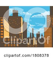 Poster, Art Print Of Chicago City Skyline With Skyscrapers Along The Chicago River Illinois Wpa Poster Art