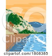 Poster, Art Print Of Bolinas Beach In Marin County California Usa Wpa Poster Art