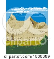 Poster, Art Print Of Badlands National Park In South Dakota Usa Wpa Poster Art