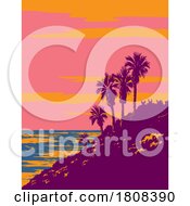 Poster, Art Print Of Barneys Surf Spot In Encinitas California Usa Wpa Poster Art