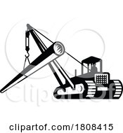 Poster, Art Print Of Digger Excavator With Boom Crane Laying Pipe Mascot