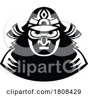 01/17/2024 - Japanese Samurai Warrior Wearing Mempo Mask Front View Mascot