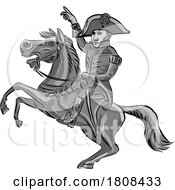 Napoleon Bonaparte Or Napoleon I Riding Prancing Horse Side View Cartoon Mascot