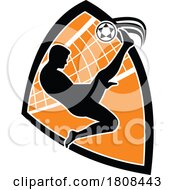 Poster, Art Print Of Footvolley Player Kicking The Ball Inside Badge Mascot Retro
