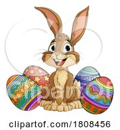 Poster, Art Print Of Easter Bunny And Chocolate Eggs Rabbit Cartoon
