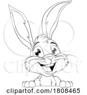 01/30/2024 - Easter Bunny Rabbit Peeking Around Sign Cartoon