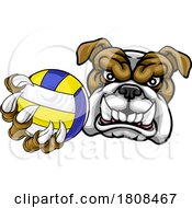 Poster, Art Print Of Bulldog Dog Volleyball Volley Ball Animal Mascot