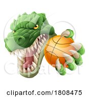 Crocodile Dinosaur Alligator Basketball Mascot by AtStockIllustration