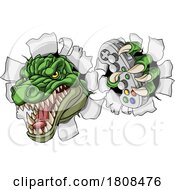 Crocodile Dinosaur Alligator Gamer Gaming Mascot by AtStockIllustration