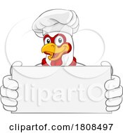 Poster, Art Print Of Chicken Chef Cartoon Rooster Cockerel Mascot Sign