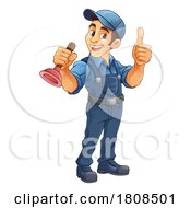 Plumber Plunger Tool Cartoon Plumbing Man Handyman