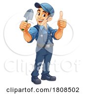 Poster, Art Print Of Gardener Cartoon Garden Tool Man Farmer Mascot