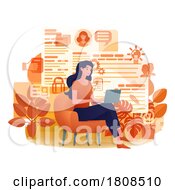 Woman Laptop Resume CV Job Search Online Cartoon