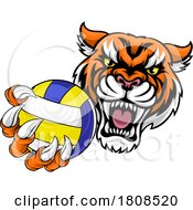 Poster, Art Print Of Tiger Volleyball Volley Ball Animal Sports Mascot