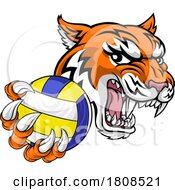 Tiger Volleyball Volley Ball Animal Sports Mascot by AtStockIllustration