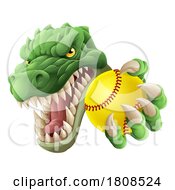 Poster, Art Print Of Alligator Crocodile Dinosaur Softball Sport Mascot