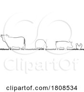Poster, Art Print Of Farm Animals Silhouette Field Scene Landscape