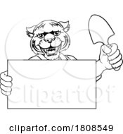 Poster, Art Print Of Gardener Tool Tiger Cartoon Handyman Mascot