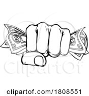 Money Fist Hand Holding Dollars Full Of Cash by AtStockIllustration