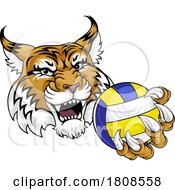 Poster, Art Print Of Wildcat Cougar Lynx Lion Volleyball Claw Mascot