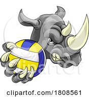 Rhino Volleyball Volley Ball Claw Animal Mascot by AtStockIllustration