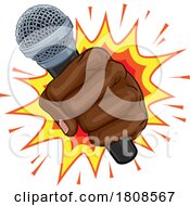 Microphone Fist Hand Explosion Pop Art Cartoon by AtStockIllustration